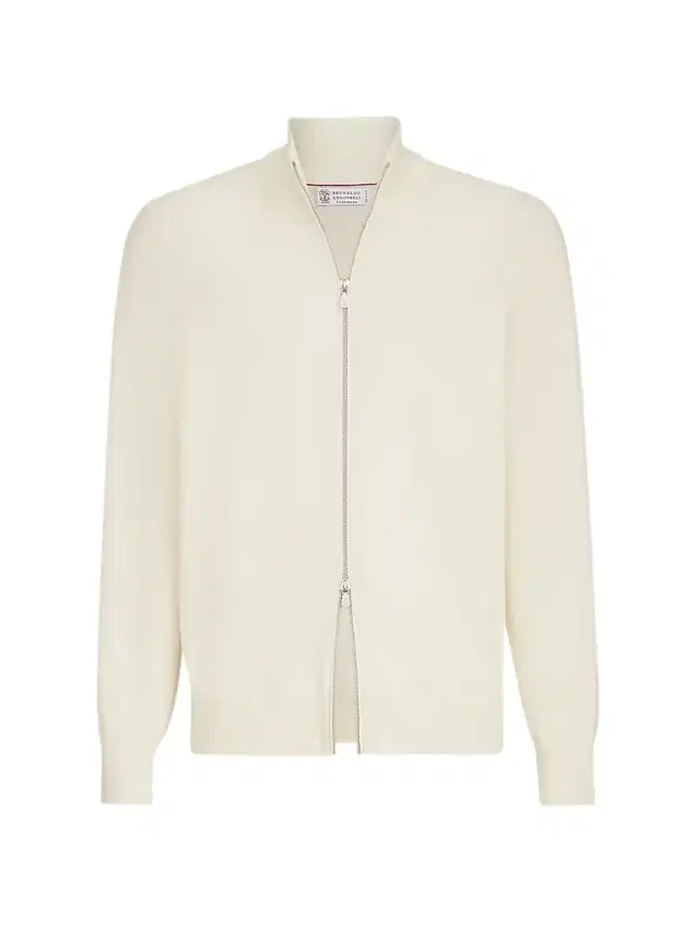 Brunello Cucinelli Men's Cashmere High-Neck Cardigan with Zipper - Panama
