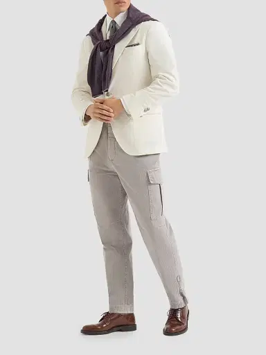 Brunello Cucinelli Men's Sea Island Cotton Narrow Wale Corduroy Deconstructed Blazer - Panama | Thumbnail 6 Brunello Cucinelli Men's Sea Island Cotton Narrow Wale Corduroy Deconstructed Blazer - Panama | Thumbnail 6