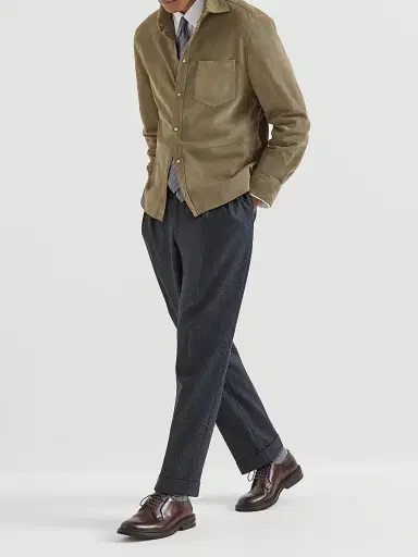 Brunello Cucinelli Men's Suede Overshirt | Thumbnail 6 Brunello Cucinelli Men's Suede Overshirt | Thumbnail 6
