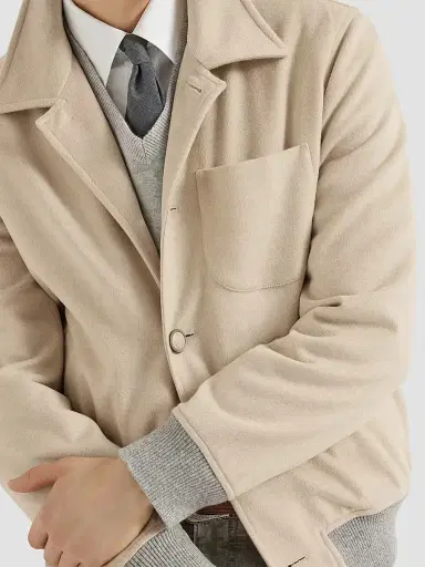 Brunello Cucinelli Men's Lightweight Virgin Wool Cloth Outerwear Jacket - Sand - Size 50 | Thumbnail 5 Brunello Cucinelli Men's Lightweight Virgin Wool Cloth Outerwear Jacket - Sand - Size 50 | Thumbnail 5