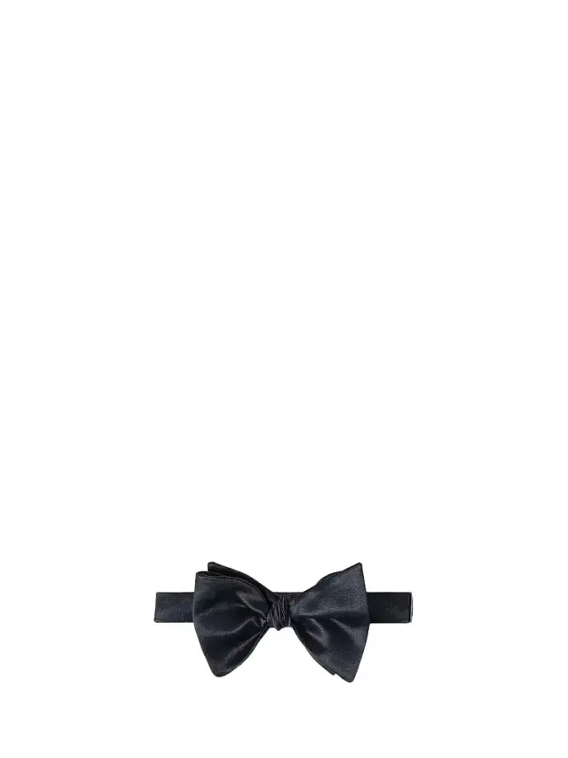 Brunello Cucinelli Men's Cotton and Silk Satin Bow Tie - Navy Blue
