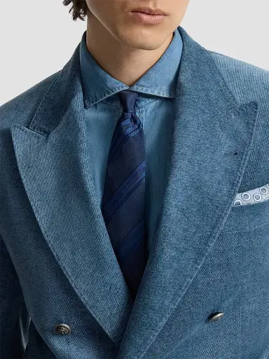 Brunello Cucinelli Men's Textured Striped Silk Tie | Thumbnail 3