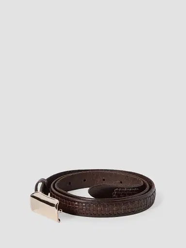 Brunello Cucinelli Men's Textured Calfskin Belt with Box-Frame Buckle | Thumbnail 2 Brunello Cucinelli Men's Textured Calfskin Belt with Box-Frame Buckle | Thumbnail 2