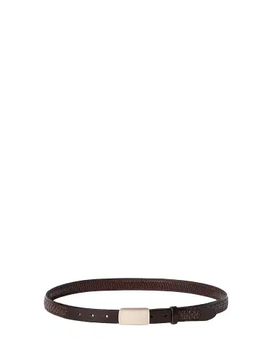 Brunello Cucinelli Men's Textured Calfskin Belt with Box-Frame Buckle | Thumbnail 1 Brunello Cucinelli Men's Textured Calfskin Belt with Box-Frame Buckle | Thumbnail 1