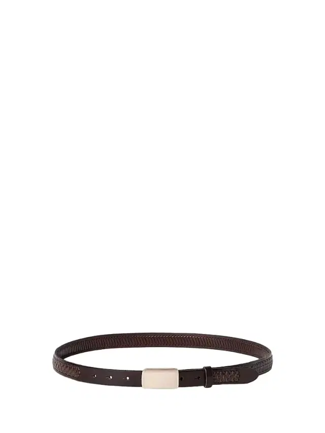 Brunello Cucinelli Men's Textured Calfskin Belt with Box-Frame Buckle - Rust Brown 38