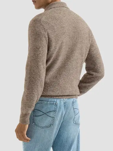 Brunello Cucinelli Men's Alpaca, Cashmere and Wool Knit Polo Shirt - Medium Grey - Size 40 | Thumbnail 3