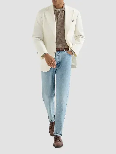 Brunello Cucinelli Men's Alpaca, Cashmere and Wool Knit Polo Shirt - Medium Grey - Size 40 | Thumbnail 6