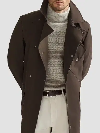 Brunello Cucinelli Men's Water-Resistant Microfiber Motorcycle Trench Coat - Brown - Size 40 | Thumbnail 4 Brunello Cucinelli Men's Water-Resistant Microfiber Motorcycle Trench Coat - Brown - Size 40 | Thumbnail 4