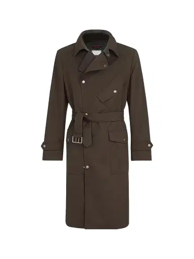 Brunello Cucinelli Men's Water-Resistant Microfiber Motorcycle Trench Coat - Brown - Size 40 | Thumbnail 1 Brunello Cucinelli Men's Water-Resistant Microfiber Motorcycle Trench Coat - Brown - Size 40 | Thumbnail 1