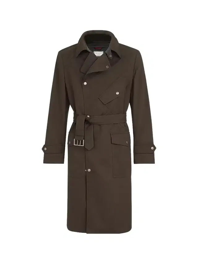 Men's Water-Resistant Microfiber Motorcycle Trench Coat - Brown