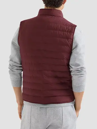 Brunello Cucinelli Men's Lightweight Techno Fabric Down Vest - Burgundy - Size XXXXL | Thumbnail 3 Brunello Cucinelli Men's Lightweight Techno Fabric Down Vest - Burgundy - Size XXXXL | Thumbnail 3