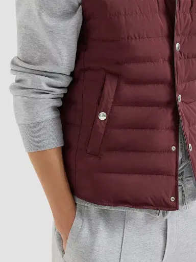Brunello Cucinelli Men's Lightweight Techno Fabric Down Vest - Burgundy - Size XXXXL | Thumbnail 4 Brunello Cucinelli Men's Lightweight Techno Fabric Down Vest - Burgundy - Size XXXXL | Thumbnail 4