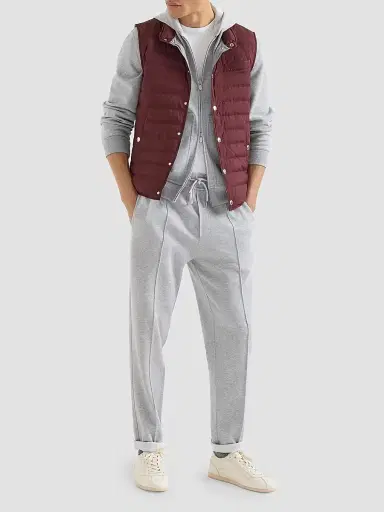 Brunello Cucinelli Men's Lightweight Techno Fabric Down Vest - Burgundy - Size XXXXL | Thumbnail 6 Brunello Cucinelli Men's Lightweight Techno Fabric Down Vest - Burgundy - Size XXXXL | Thumbnail 6