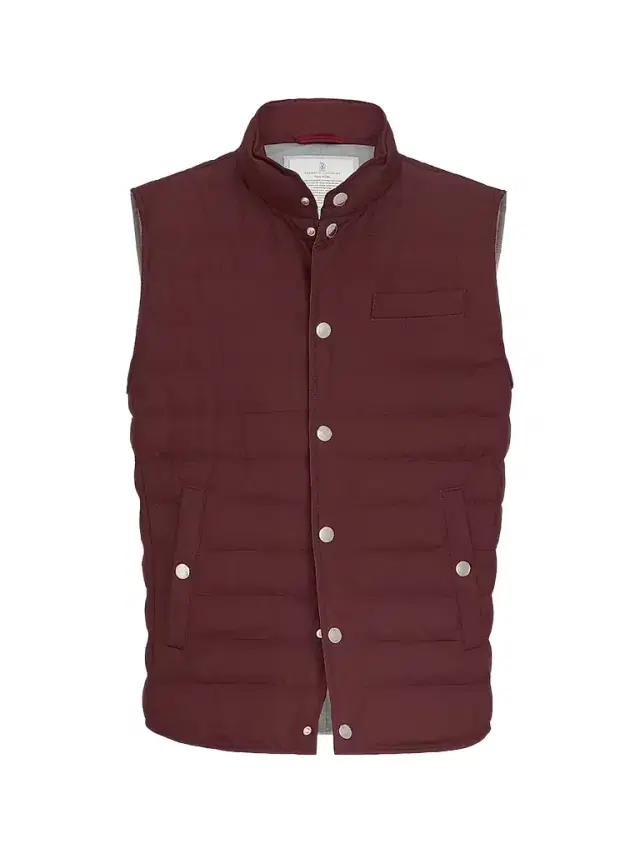 Men's Lightweight Techno Fabric Down Vest - Burgundy
