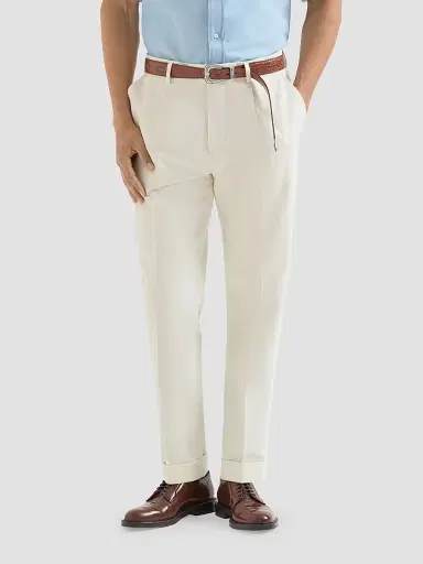 Brunello Cucinelli Men's Sea Island Cotton Narrow Wale Corduroy Trousers - Panama | Thumbnail 2 Brunello Cucinelli Men's Sea Island Cotton Narrow Wale Corduroy Trousers - Panama | Thumbnail 2
