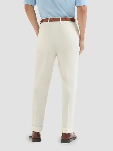 Brunello Cucinelli Men's Sea Island Cotton Narrow Wale Corduroy Trousers - Panama | Thumbnail 3 Brunello Cucinelli Men's Sea Island Cotton Narrow Wale Corduroy Trousers - Panama | Thumbnail 3