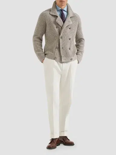 Brunello Cucinelli Men's Sea Island Cotton Narrow Wale Corduroy Trousers - Panama | Thumbnail 6 Brunello Cucinelli Men's Sea Island Cotton Narrow Wale Corduroy Trousers - Panama | Thumbnail 6