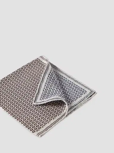 Brunello Cucinelli Men's Silk Geometric Pattern Pocket Square - Brown | Thumbnail 2 Brunello Cucinelli Men's Silk Geometric Pattern Pocket Square - Brown | Thumbnail 2