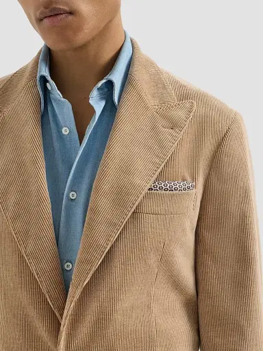 Brunello Cucinelli Men's Silk Geometric Pattern Pocket Square - Brown | Thumbnail 3 Brunello Cucinelli Men's Silk Geometric Pattern Pocket Square - Brown | Thumbnail 3
