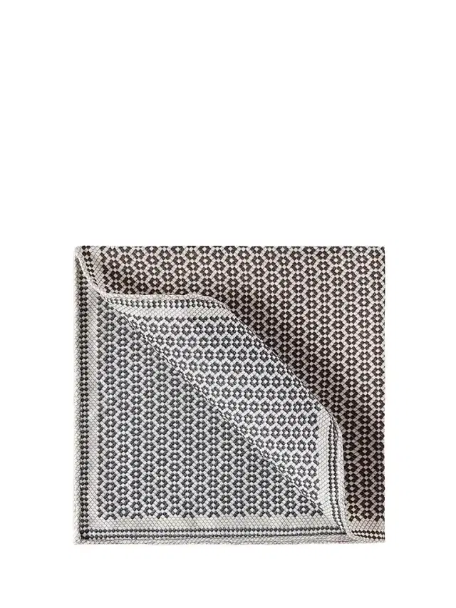 Brunello Cucinelli Men's Silk Geometric Pattern Pocket Square - Brown
