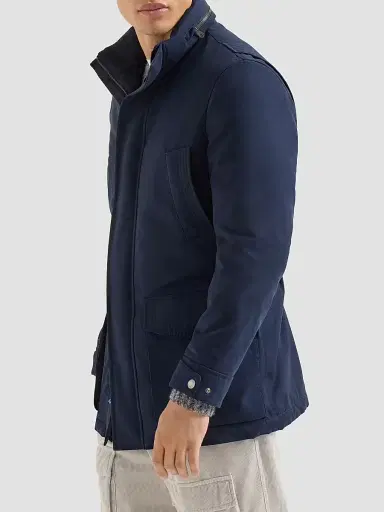 Brunello Cucinelli Men's Water-Resistant Microfiber Parka with Thermore Padding - Navy Blue - Size 50 | Thumbnail 2 Brunello Cucinelli Men's Water-Resistant Microfiber Parka with Thermore Padding - Navy Blue - Size 50 | Thumbnail 2