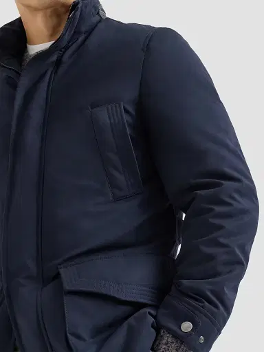 Brunello Cucinelli Men's Water-Resistant Microfiber Parka with Thermore Padding - Navy Blue - Size 50 | Thumbnail 4 Brunello Cucinelli Men's Water-Resistant Microfiber Parka with Thermore Padding - Navy Blue - Size 50 | Thumbnail 4