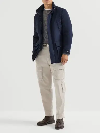 Brunello Cucinelli Men's Water-Resistant Microfiber Parka with Thermore Padding - Navy Blue - Size 50 | Thumbnail 6 Brunello Cucinelli Men's Water-Resistant Microfiber Parka with Thermore Padding - Navy Blue - Size 50 | Thumbnail 6
