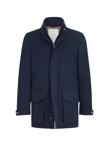 Brunello Cucinelli Men's Water-Resistant Microfiber Parka with Thermore Padding - Navy Blue - Size 50 | Thumbnail 1 Brunello Cucinelli Men's Water-Resistant Microfiber Parka with Thermore Padding - Navy Blue - Size 50 | Thumbnail 1