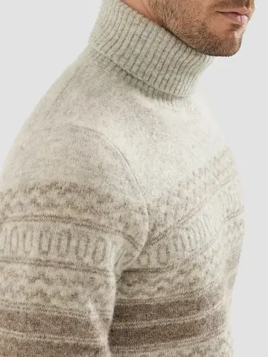 Brunello Cucinelli Men's Alpaca, Cashmere and Wool Nordic Jacquard Turtleneck Sweater - Chestnut - Size 44 | Thumbnail 6 Brunello Cucinelli Men's Alpaca, Cashmere and Wool Nordic Jacquard Turtleneck Sweater - Chestnut - Size 44 | Thumbnail 6