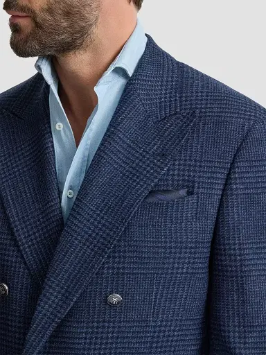 Brunello Cucinelli Men's Regimental Stripe Silk Pocket Square - Navy Blue | Thumbnail 4 Brunello Cucinelli Men's Regimental Stripe Silk Pocket Square - Navy Blue | Thumbnail 4