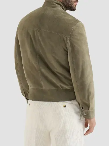 Brunello Cucinelli Men's Suede Outerwear Jacket - Military - Size XXXL | Thumbnail 3