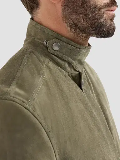 Brunello Cucinelli Men's Suede Outerwear Jacket - Military - Size XXXL | Thumbnail 4