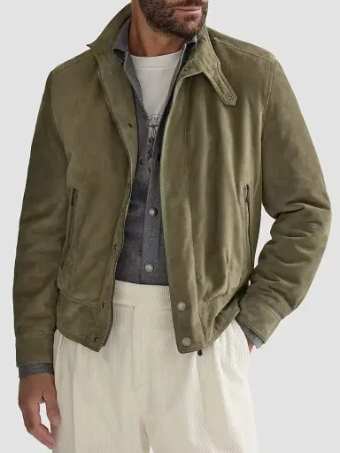 Brunello Cucinelli Men's Suede Outerwear Jacket - Military - Size XXXL | Thumbnail 5