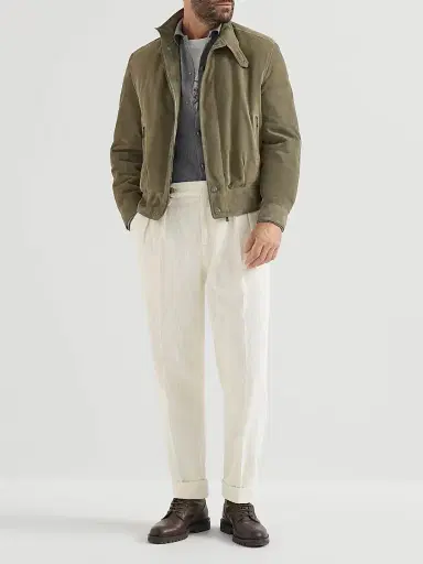 Brunello Cucinelli Men's Suede Outerwear Jacket - Military - Size XXXL | Thumbnail 6