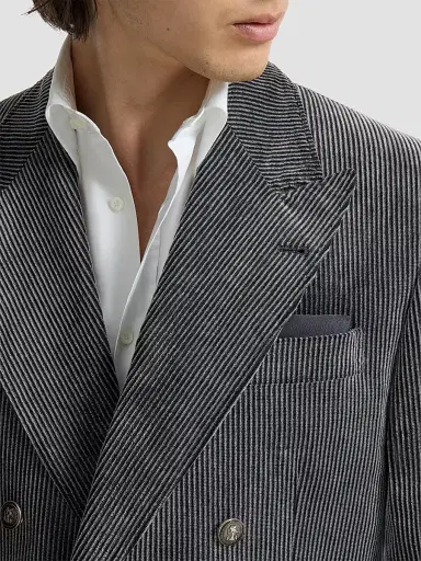 Brunello Cucinelli Men's Silk Pocket Square with Printed Logo | Thumbnail 2