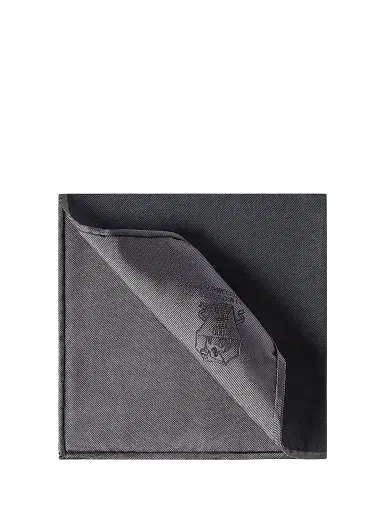 Brunello Cucinelli Men's Silk Pocket Square with Printed Logo | Thumbnail 1