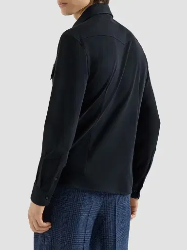 Brunello Cucinelli Men's Cotton Piqué Western Shirt | Thumbnail 5 Brunello Cucinelli Men's Cotton Piqué Western Shirt | Thumbnail 5