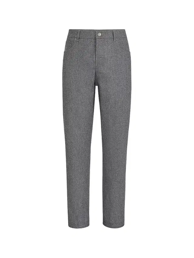 Men's Virgin Wool Flannel Five-Pocket Trousers - Dark Grey