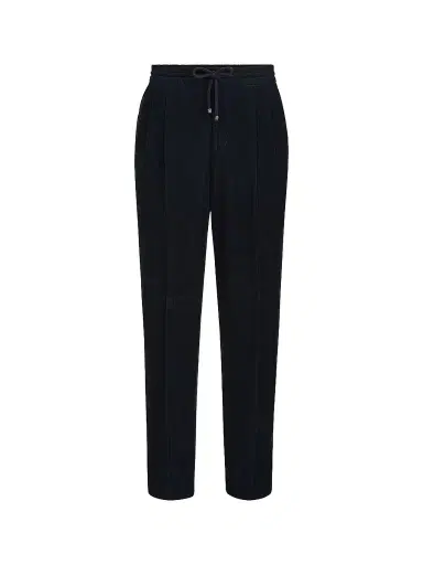 Brunello Cucinelli Men's Garment-Dyed Trousers in Cotton Narrow Wale Corduroy - Navy Blue | Thumbnail 1 Brunello Cucinelli Men's Garment-Dyed Trousers in Cotton Narrow Wale Corduroy - Navy Blue | Thumbnail 1