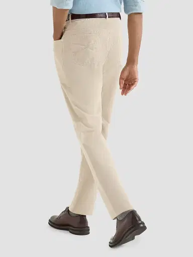Brunello Cucinelli Men's Garment-Dyed Five-Pocket Trousers in Cotton Narrow Wale Corduroy - Sand | Thumbnail 4 Brunello Cucinelli Men's Garment-Dyed Five-Pocket Trousers in Cotton Narrow Wale Corduroy - Sand | Thumbnail 4
