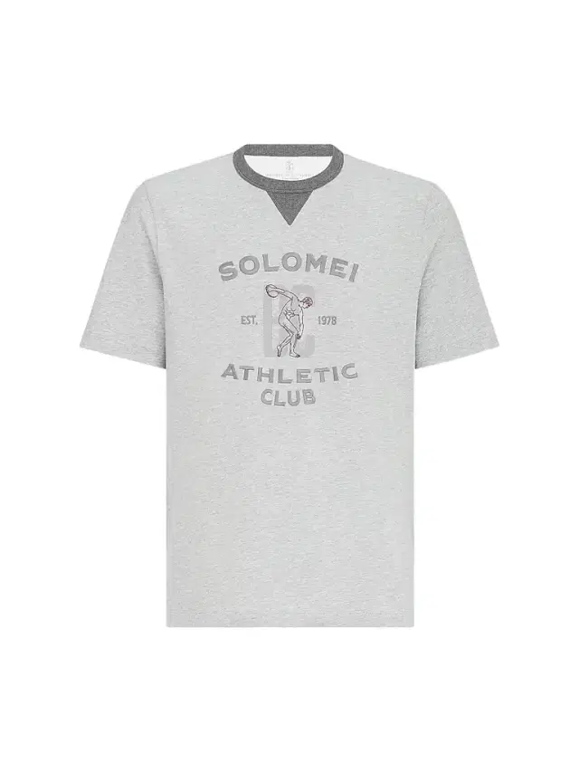 Brunello Cucinelli Men's Cotton Jersey Crew-Neck T-Shirt with Print - Grey