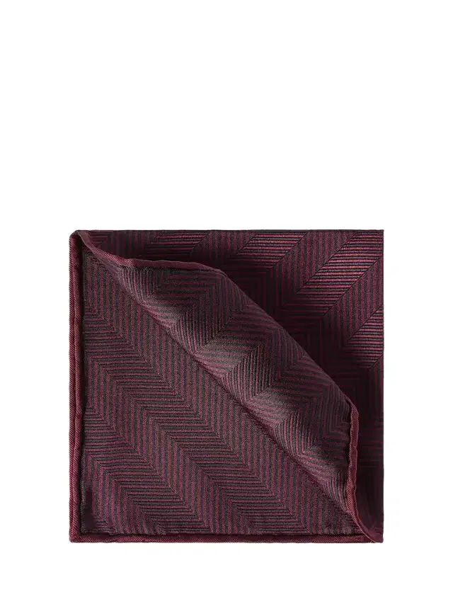 Brunello Cucinelli Men's Silk Chevron Pocket Square - Burgundy