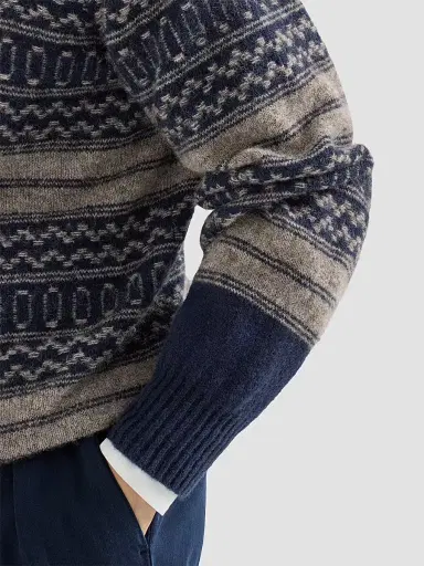 Brunello Cucinelli Men's Alpaca, Cashmere and Wool Nordic Jacquard Sweater - Chestnut - Size 48 | Thumbnail 5 Brunello Cucinelli Men's Alpaca, Cashmere and Wool Nordic Jacquard Sweater - Chestnut - Size 48 | Thumbnail 5