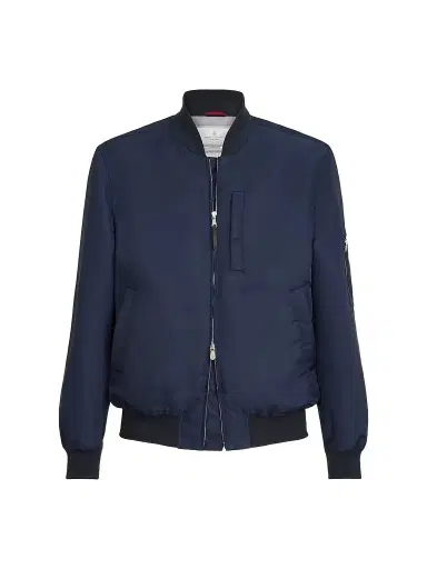 Brunello Cucinelli Men's Water-Resistant Techno Satin Bomber Jacket | Thumbnail 1