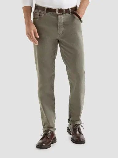 Brunello Cucinelli Men's Lightweight Denim Traditional Fit Five-Pocket Jeans - Military - Size 50 | Thumbnail 2