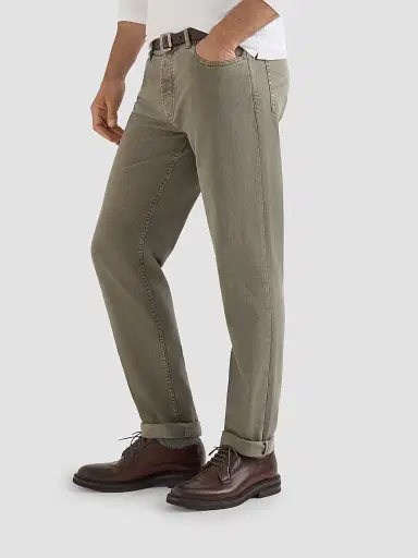 Brunello Cucinelli Men's Lightweight Denim Traditional Fit Five-Pocket Jeans - Military - Size 50 | Thumbnail 4