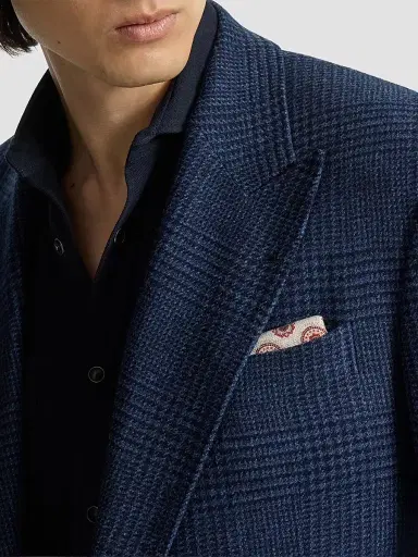 Brunello Cucinelli Men's Silk Pocket Square with Medallion Design - Beige | Thumbnail 3 Brunello Cucinelli Men's Silk Pocket Square with Medallion Design - Beige | Thumbnail 3