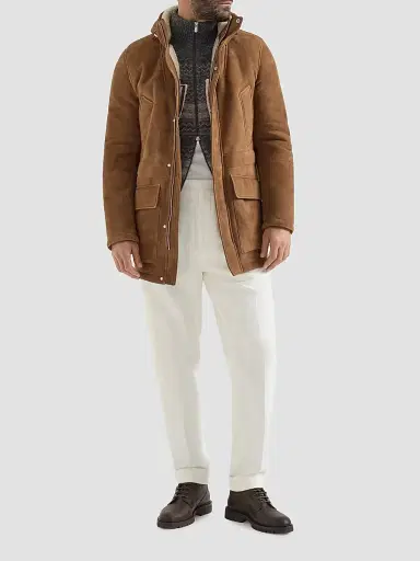 Brunello Cucinelli Men's Nordic Jacquard High-Neck Cardigan with Zip - Black Multi - Size 48 | Thumbnail 2