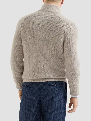 Brunello Cucinelli Men's Cashmere and Silk High-Neck Cardigan - Beige - Size 44 | Thumbnail 3 Brunello Cucinelli Men's Cashmere and Silk High-Neck Cardigan - Beige - Size 44 | Thumbnail 3