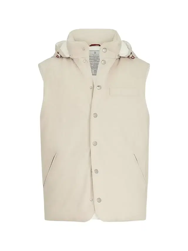 Brunello Cucinelli Men's Bonded Wool Flannel Down Vest with Detachable Hood - Sand